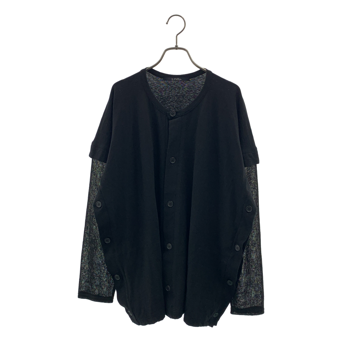 LIMI feu / リミフゥ コットン 異素材 切替 ドッキング レイヤード カーディガン