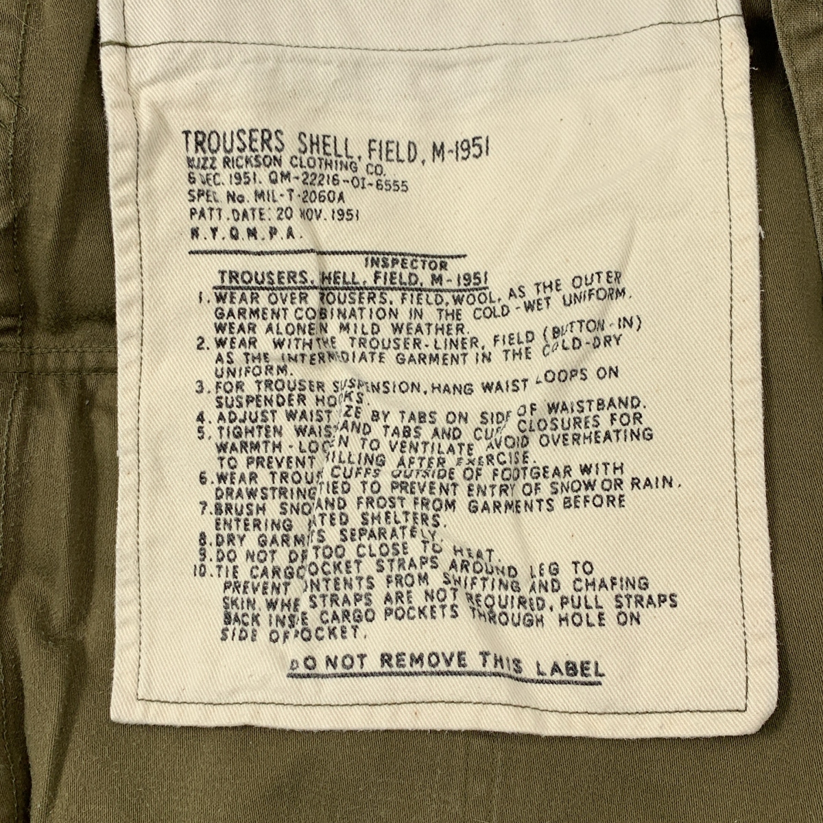 BUZZ RICKSON'S / バズリクソンズ M-51 PANTS / BR41247 ミリタリー カーゴ パンツ