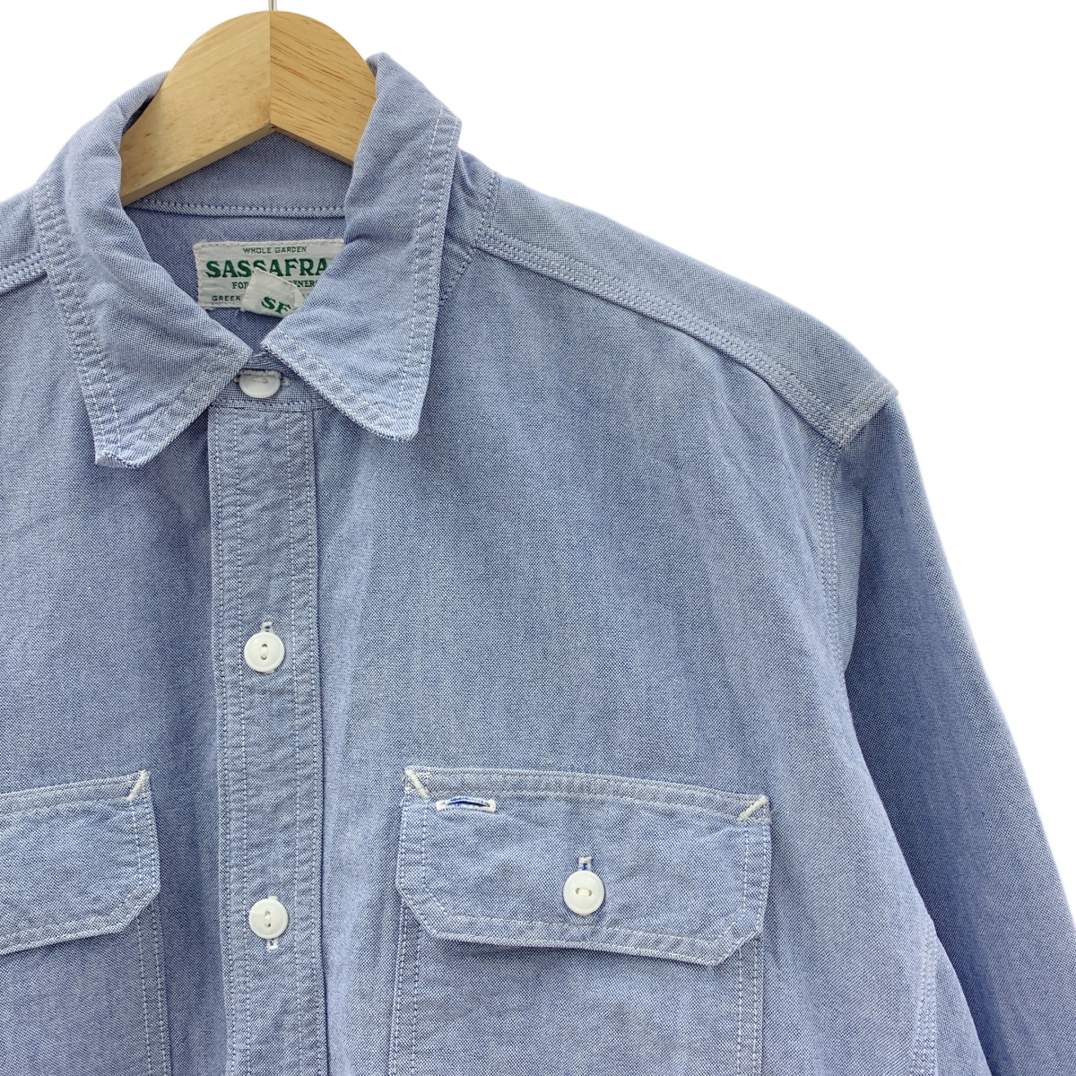 SASSAFRAS / ササフラス ロゴ チンストラップ シャンブレー シャツ
