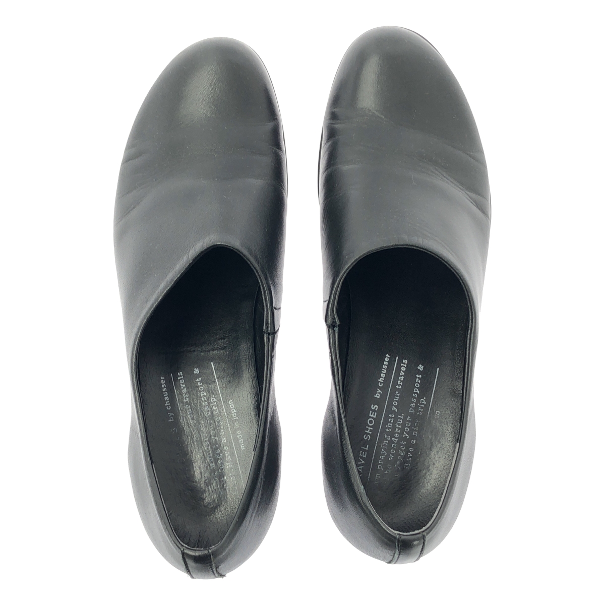TRAVEL SHOES by chausser / トラベルシューズバイショセ SLIP-ON HEEL SHOES ラウンドトゥ ヒール シューズ