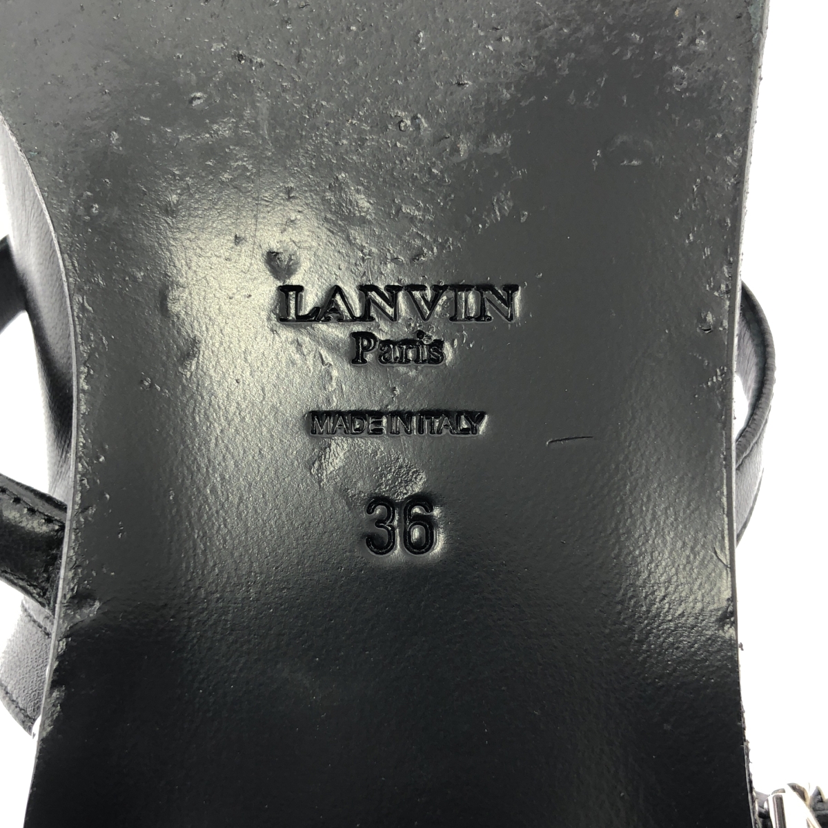 LANVIN / ランバン レザー チェーン ポインテッドトゥ ストラップ シューズ