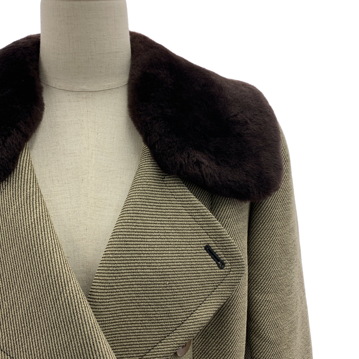 その他 ウール ボアカラー ベルテッド ダブルコート / 総裏地