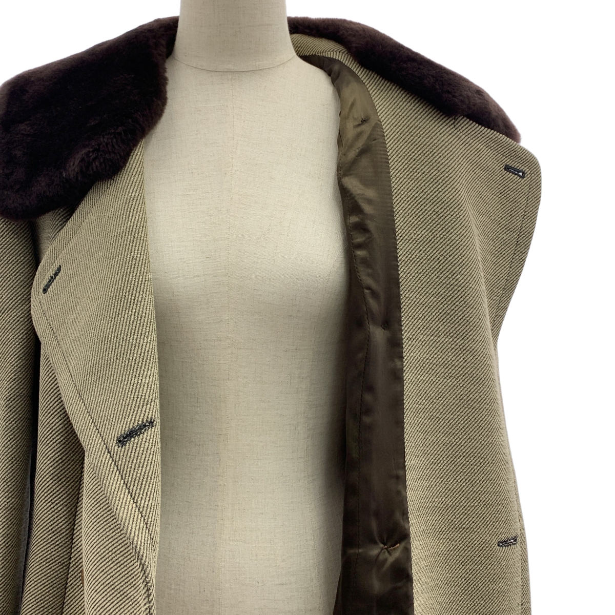 その他 ウール ボアカラー ベルテッド ダブルコート / 総裏地