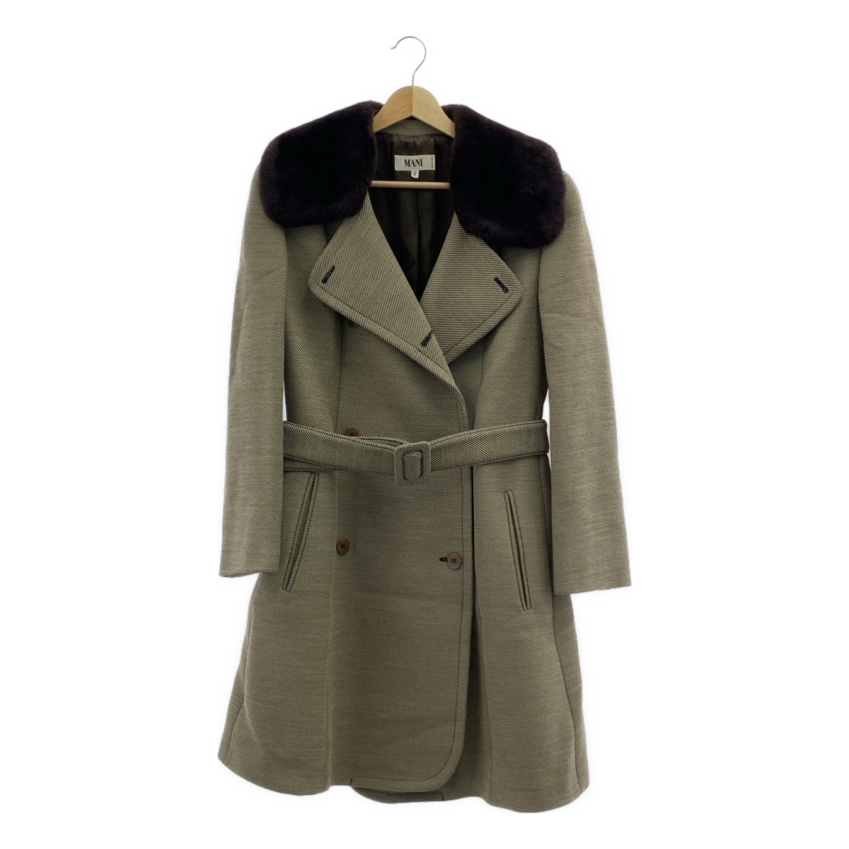 その他 ウール ボアカラー ベルテッド ダブルコート / 総裏地