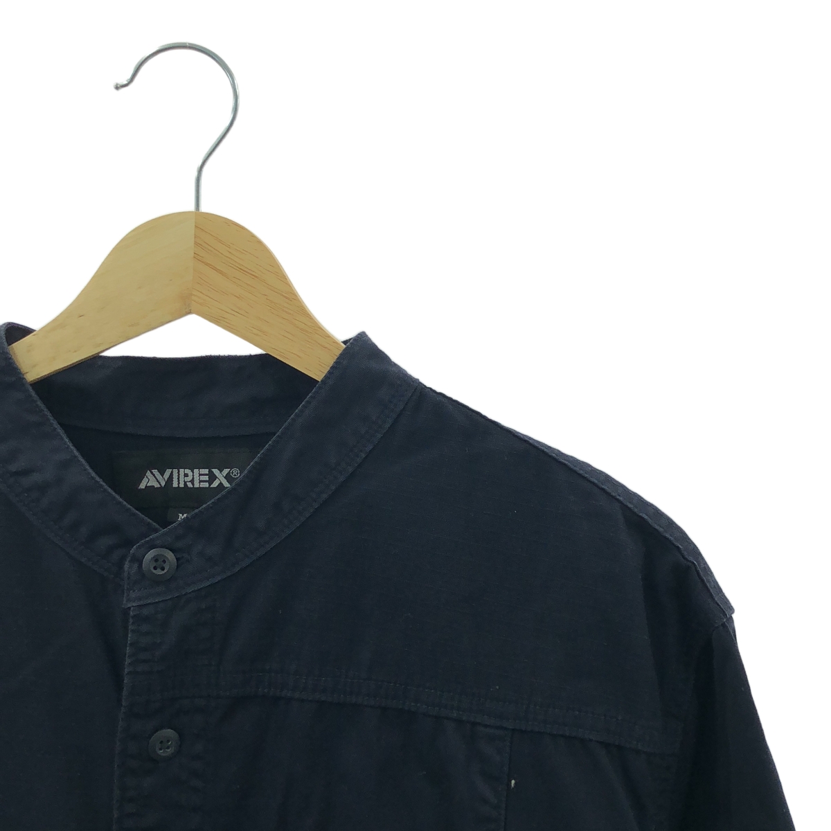 AVIREX / アヴィレックス リップストップ切替 パッチワーク バンドカラー シャツ