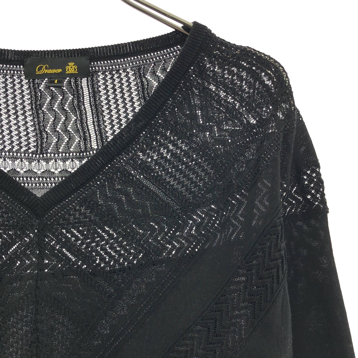 Drawer / ドゥロワー 16Gコットン天竺透かし編みニット