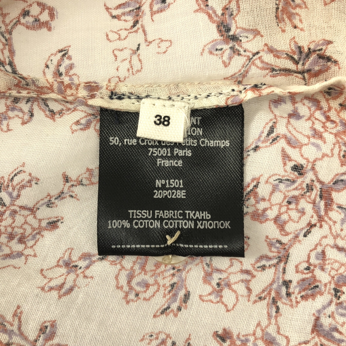 ISABEL MARANT ETOILE / イザベルマランエトワール 総柄 バンドカラー プルオーバー シャツ ブラウス