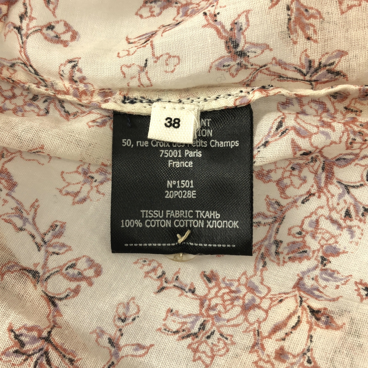 ISABEL MARANT ETOILE / イザベルマランエトワール 総柄 バンドカラー プルオーバー シャツ ブラウス