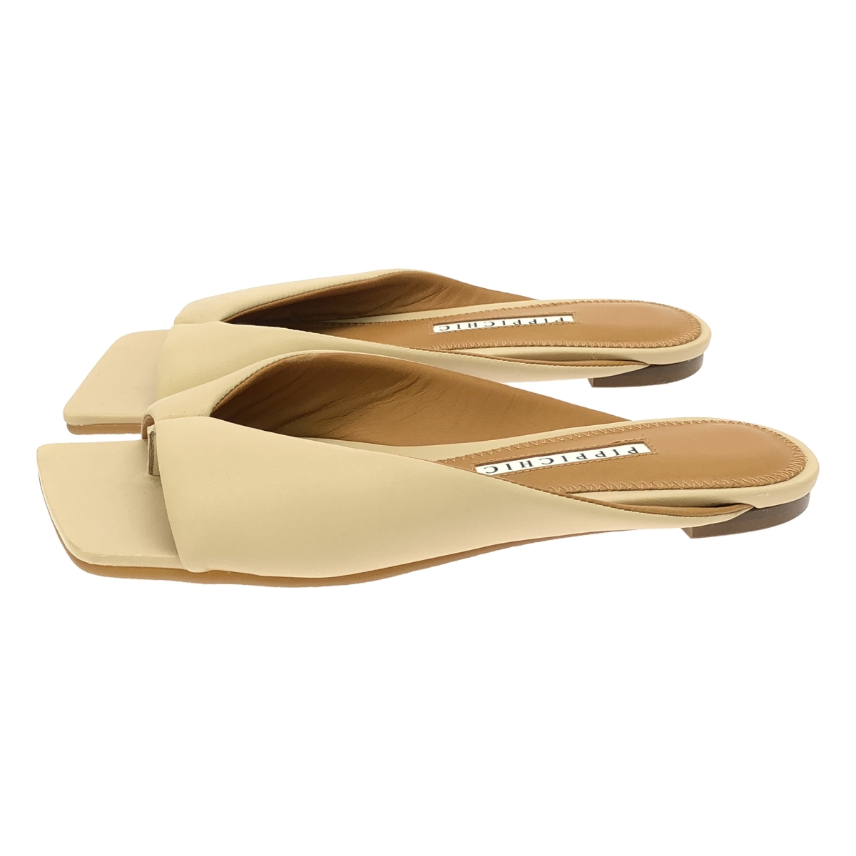 PIPPICHIC / ピッピシック スクエアトゥ レザー フラットトングサンダル