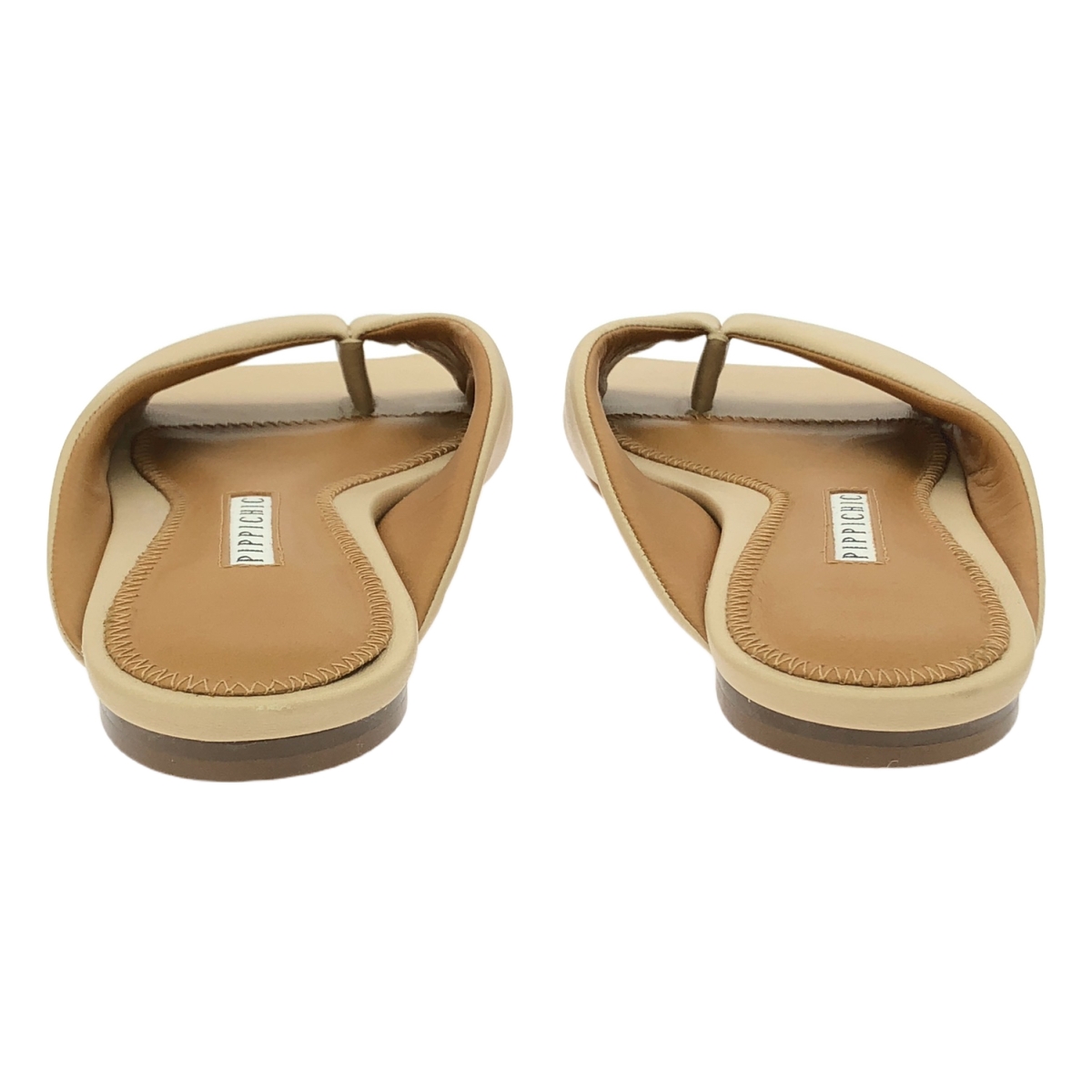 PIPPICHIC / ピッピシック スクエアトゥ レザー フラットトングサンダル