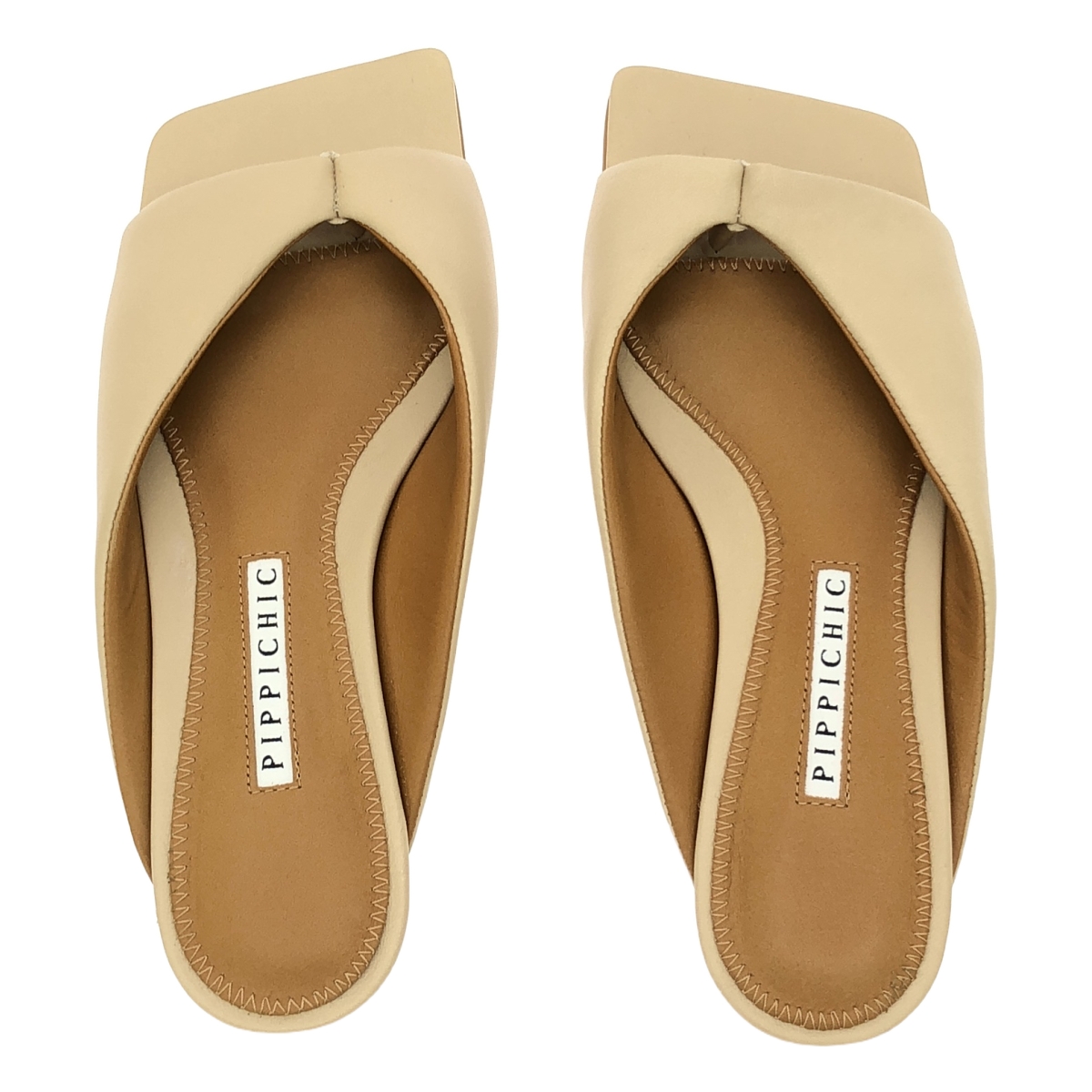 PIPPICHIC / ピッピシック スクエアトゥ レザー フラットトングサンダル