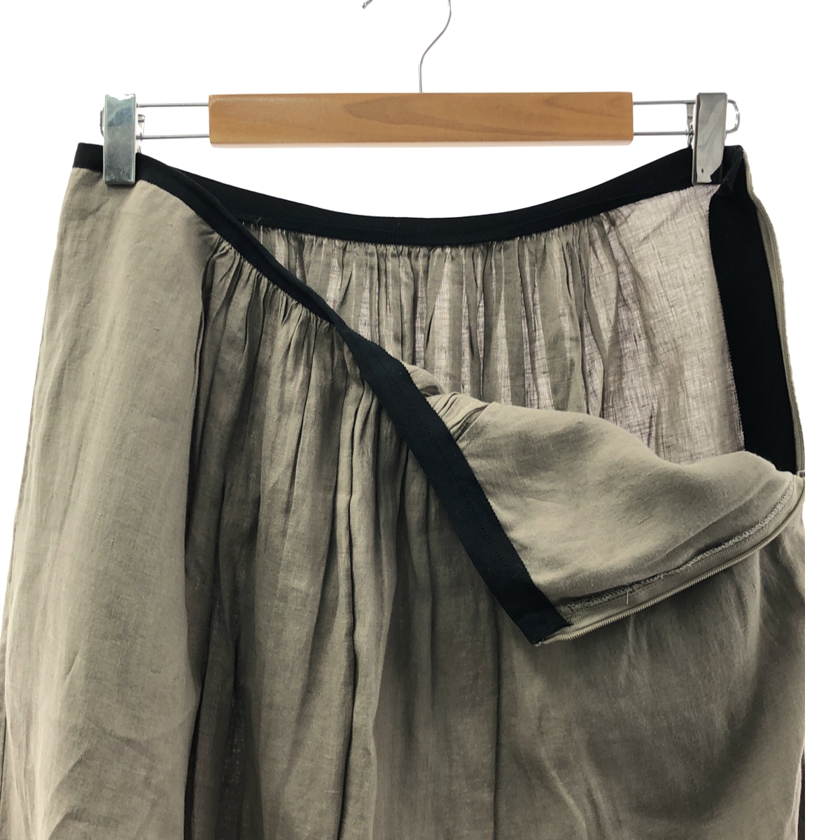 MARGARET HOWELL / マーガレットハウエル リネン ギャザー サイドジップ スカート