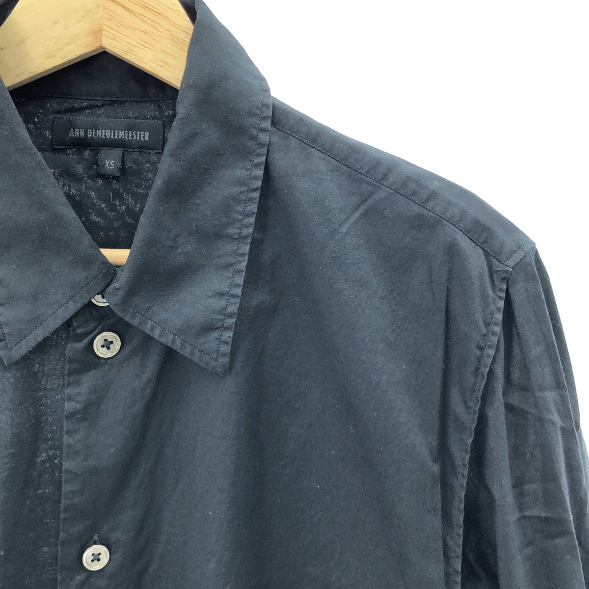 ANN DEMEULEMEESTER / アンドゥムルメステール フロントレイヤード コットン ロング シャツ