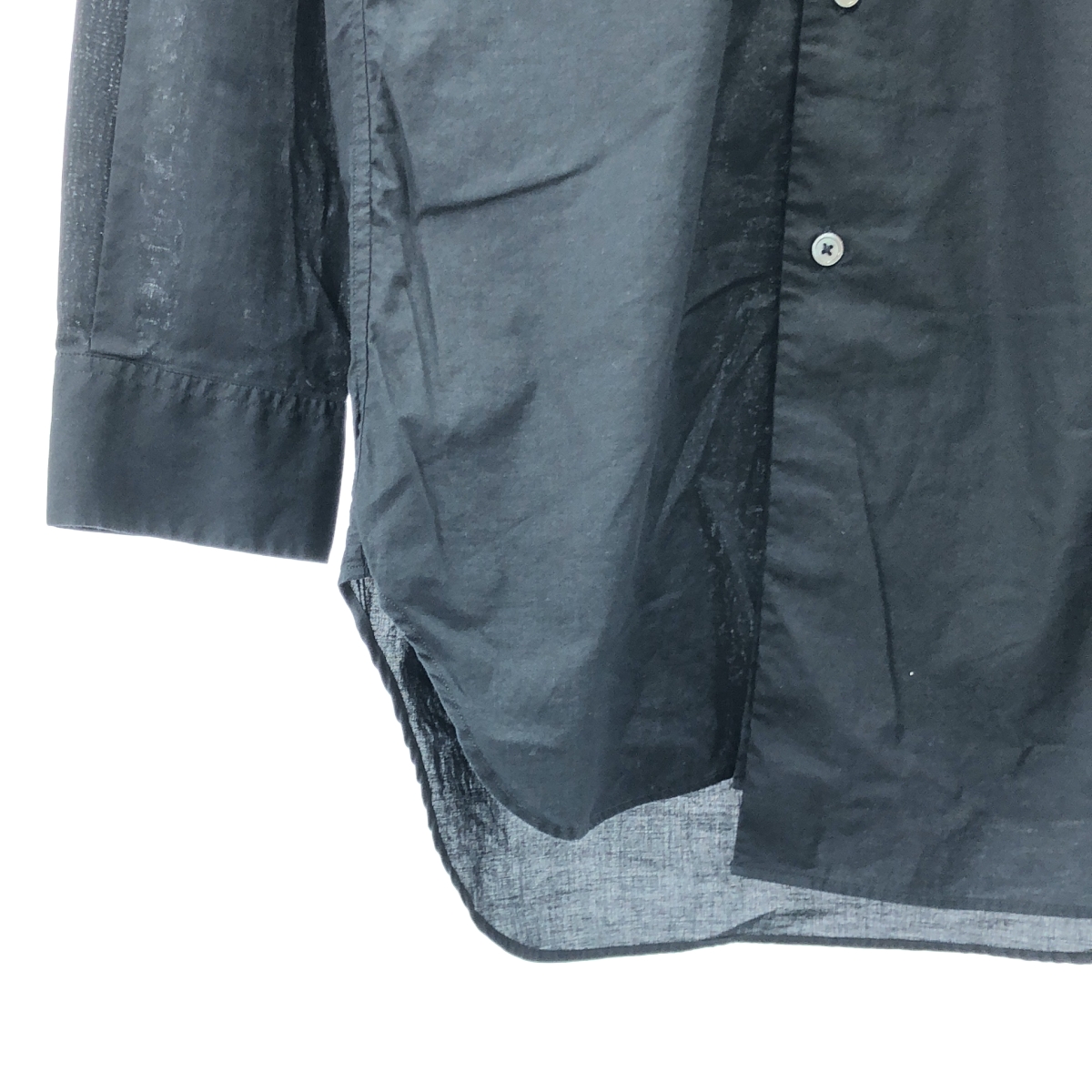 ANN DEMEULEMEESTER / アンドゥムルメステール フロントレイヤード コットン ロング シャツ