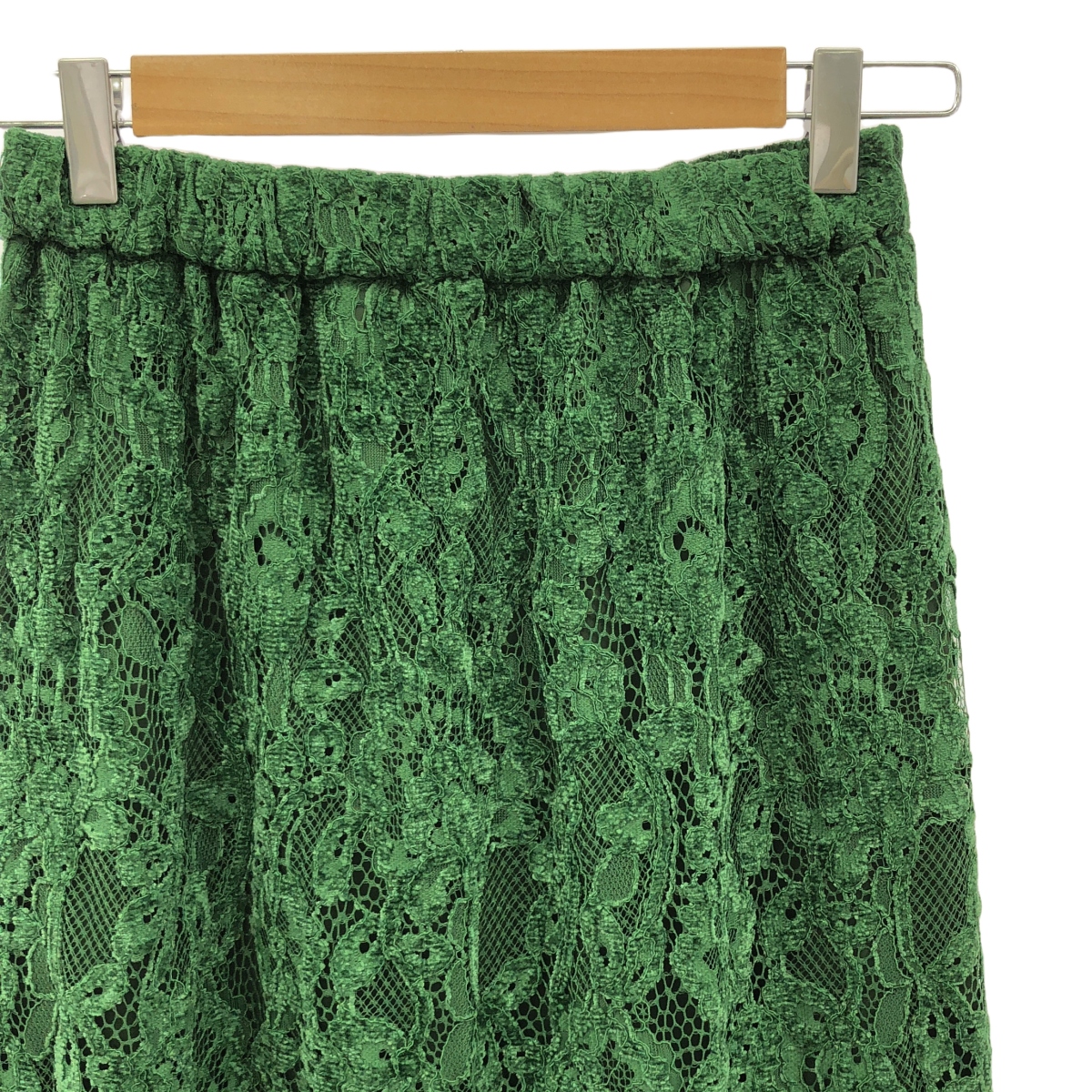 VERMEIL par iena / ヴェルメイユパーイエナ カットワーク レース ウエストゴム スリット スカート / 裏地付き