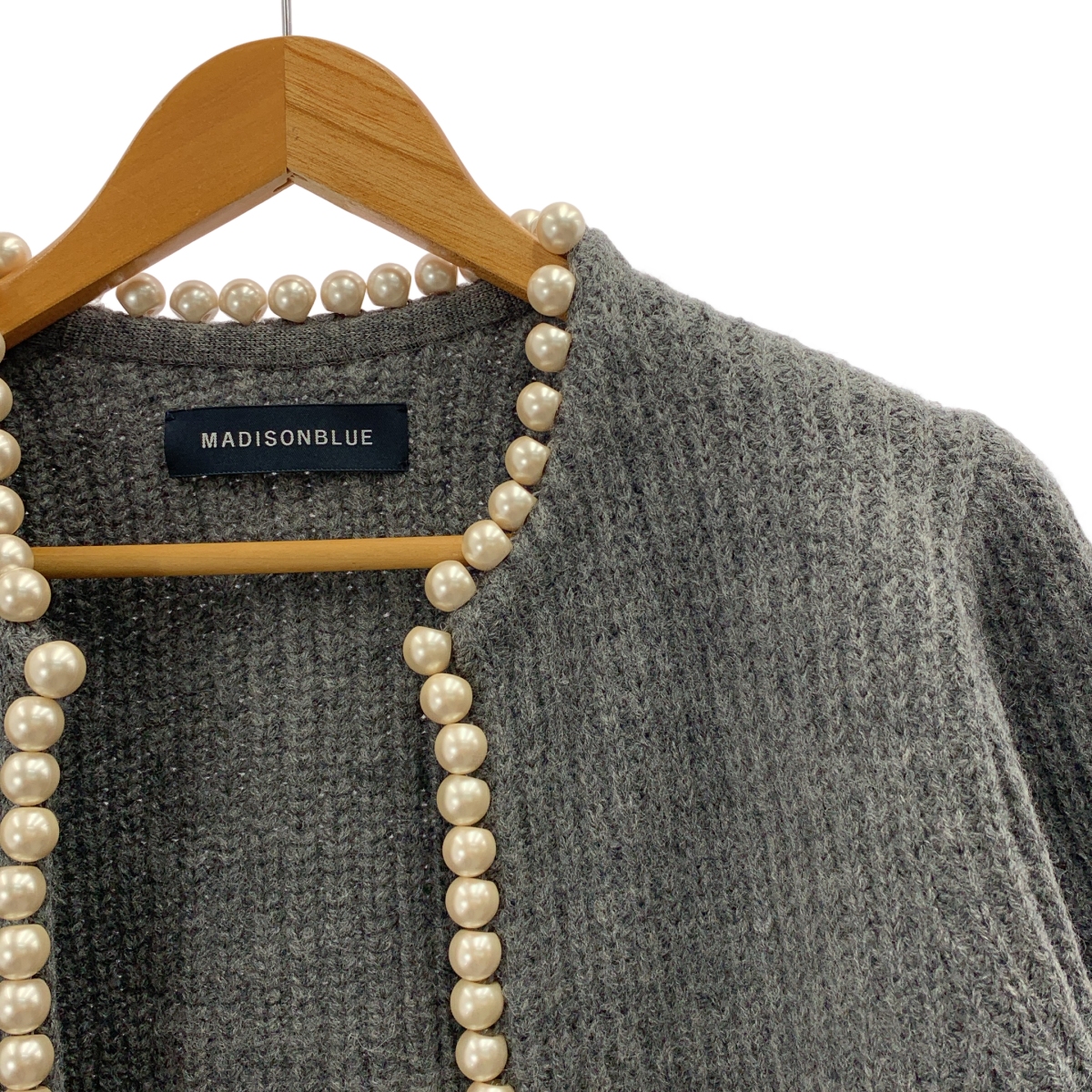 MADISON BLUE / マディソンブルー PERAL DAMAGE CARDIGAN パール ボタンレス ダメージ加工 カーディガン