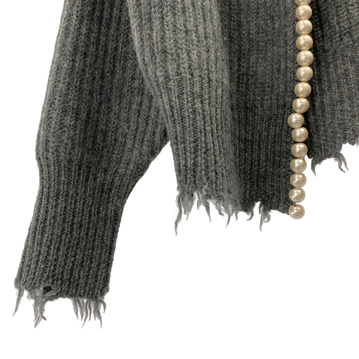 MADISON BLUE / マディソンブルー PERAL DAMAGE CARDIGAN パール ボタンレス ダメージ加工 カーディガン