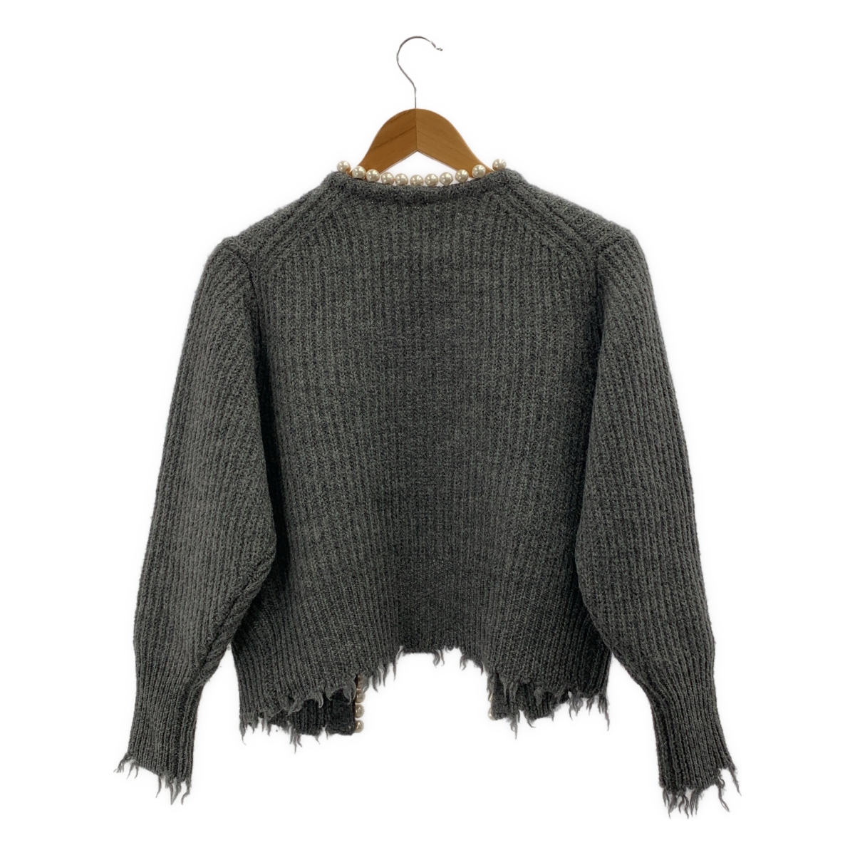 MADISON BLUE / マディソンブルー PERAL DAMAGE CARDIGAN パール ボタンレス ダメージ加工 カーディガン