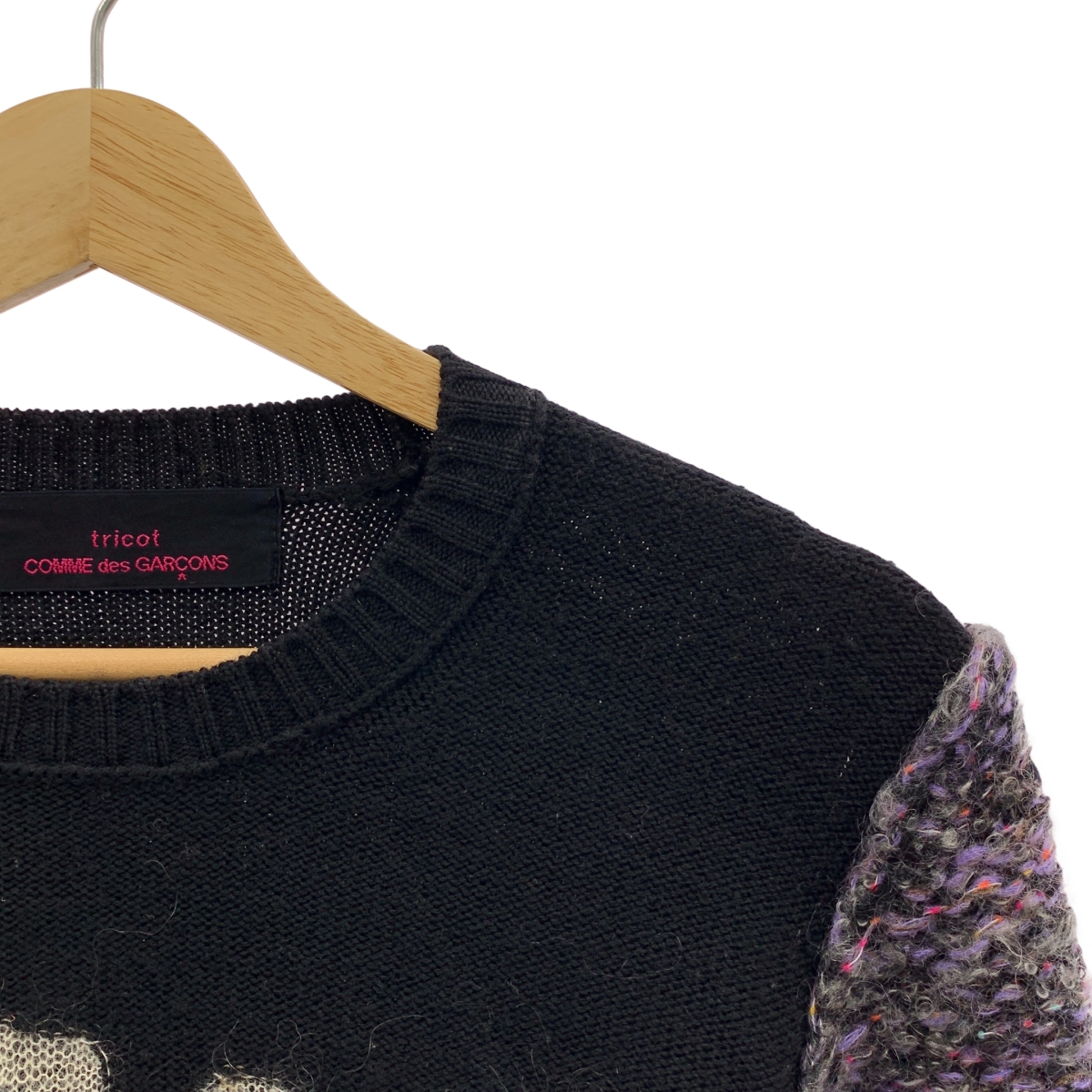tricot COMME des GARCONS / トリココムデギャルソン スリーブ切替 ロゴ クルーネックニット