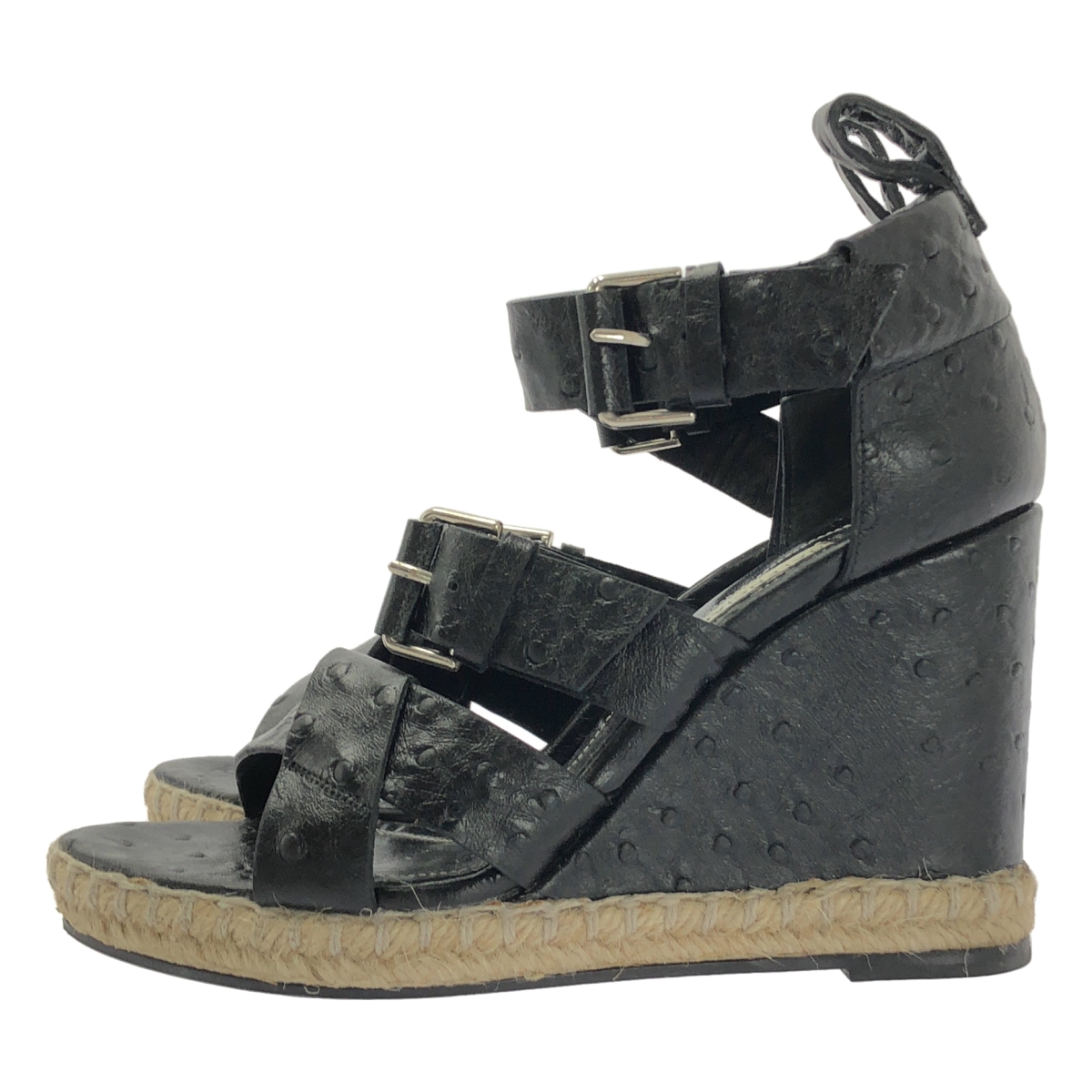 BALENCIAGA / バレンシアガ オーストリッチ エンボス ストラップ ウェッジソールサンダル