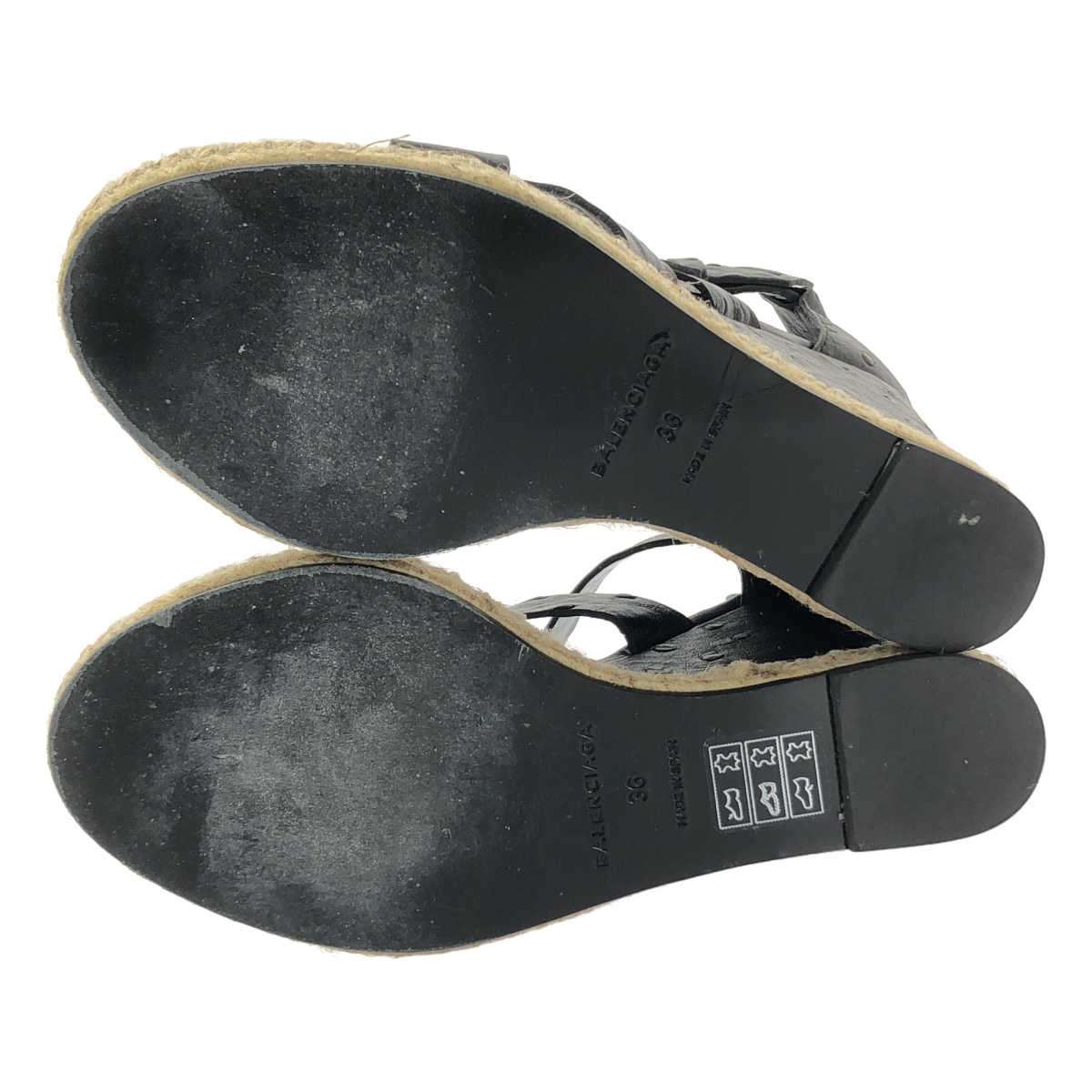 BALENCIAGA / バレンシアガ オーストリッチ エンボス ストラップ ウェッジソールサンダル