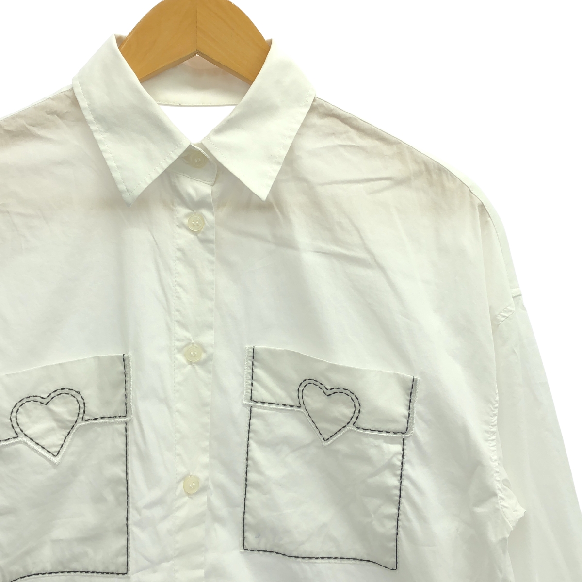 MOSCHINO / モスキーノ ハート エンブロイダリー タックスリーブ シャツ