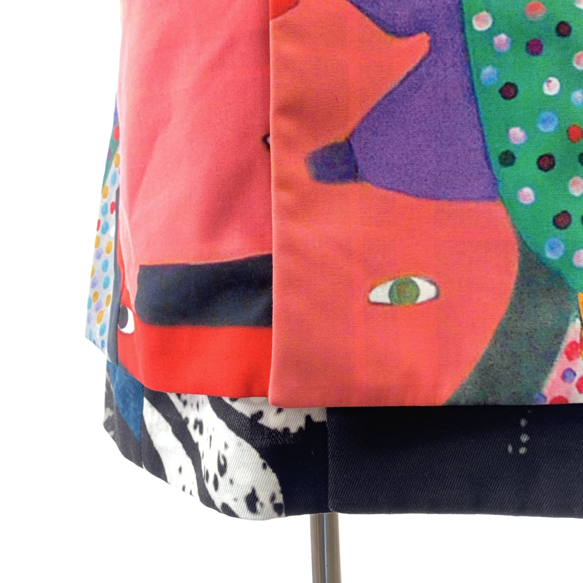 COMME des GARCONS / コムデギャルソン ポリエステル 総柄 アート ドッキング レイヤード バックカットアウト オーバーコート