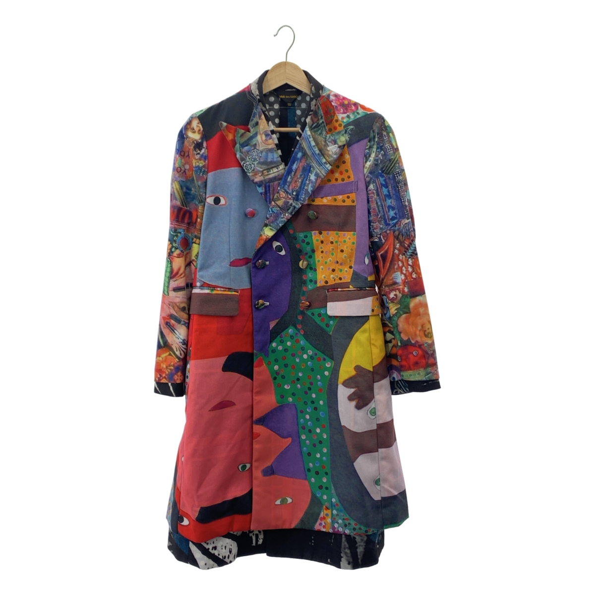 COMME des GARCONS / コムデギャルソン ポリエステル 総柄 アート ドッキング レイヤード バックカットアウト オーバーコート
