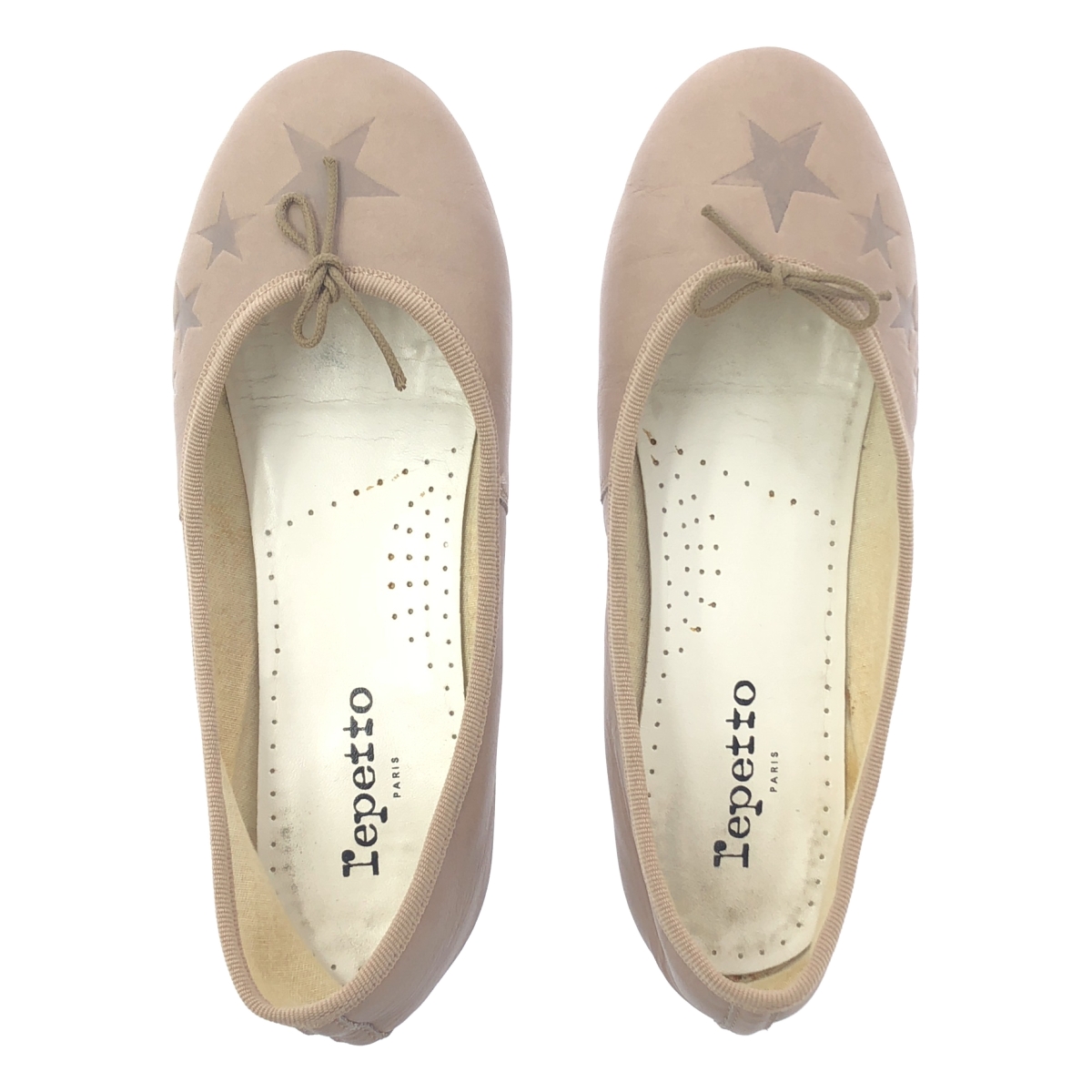 repetto / レペット レザー スター型押し リボン バレエシューズ