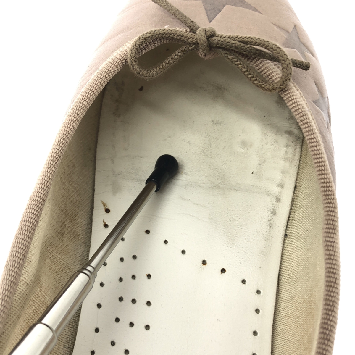 repetto / レペット レザー スター型押し リボン バレエシューズ