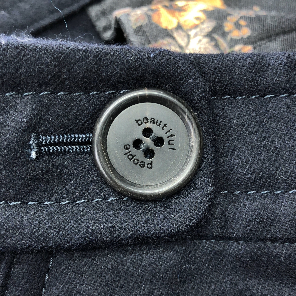 beautiful people / ビューティフルピープル ウール サイドジップ ワイド フレア ブーツカット パンツ / 柄裏地