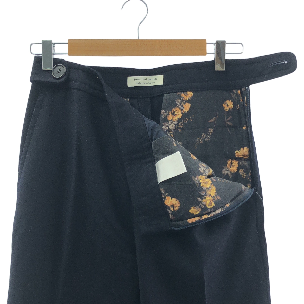 beautiful people / ビューティフルピープル ウール サイドジップ ワイド フレア ブーツカット パンツ / 柄裏地