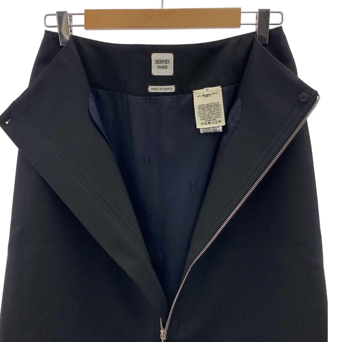 HERMES / エルメス ウールギャバジン クロアジップ スカート