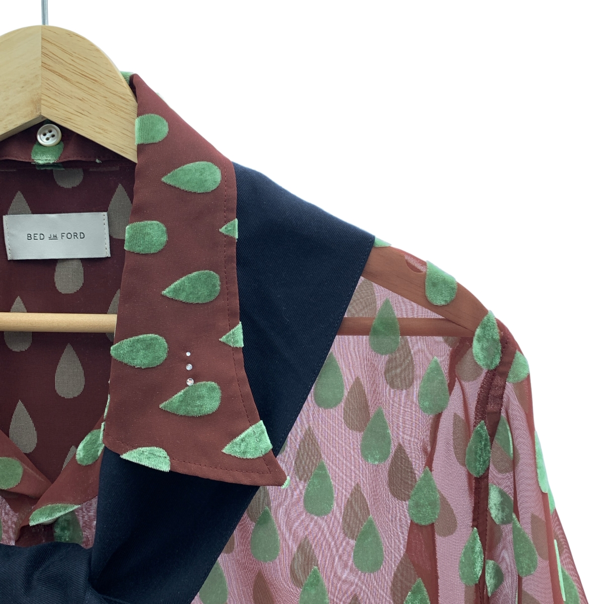 BED J.W. FORD / ベッドフォード 総柄 チュール オーバー シャツ