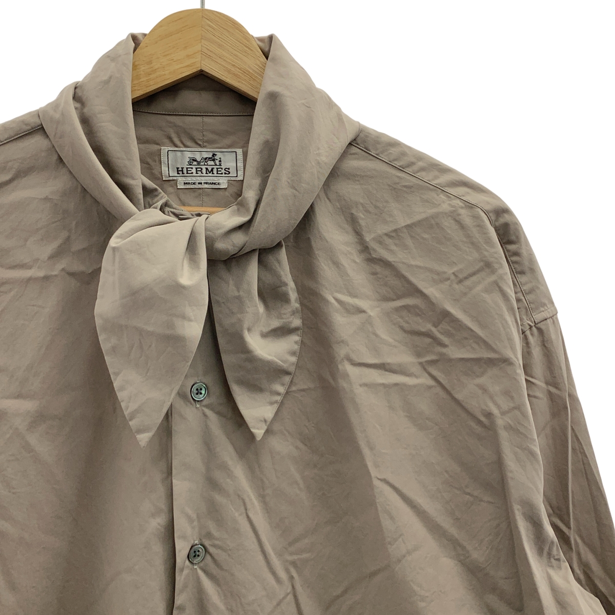 HERMES / エルメス コットン タイカラー セリエボタン オーバーシルエット シャツ