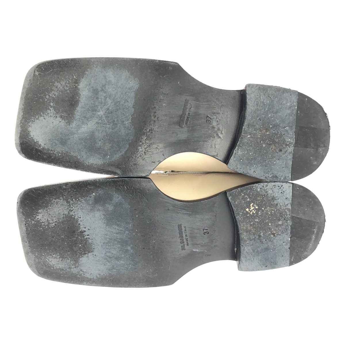 JIL SANDER / ジルサンダー レザー スクエアトゥ ギャザー ローファー