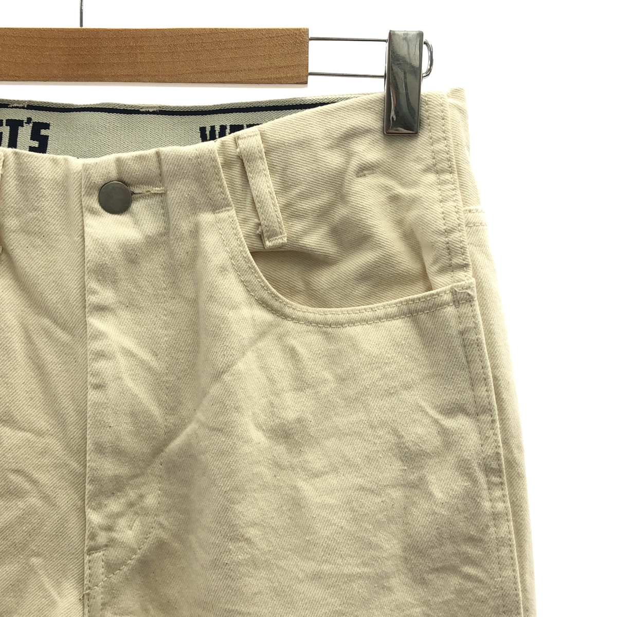 WESTOVERALLS / ウエストオーバーオールズ ロゴ プリント ホワイトデニム パンツ