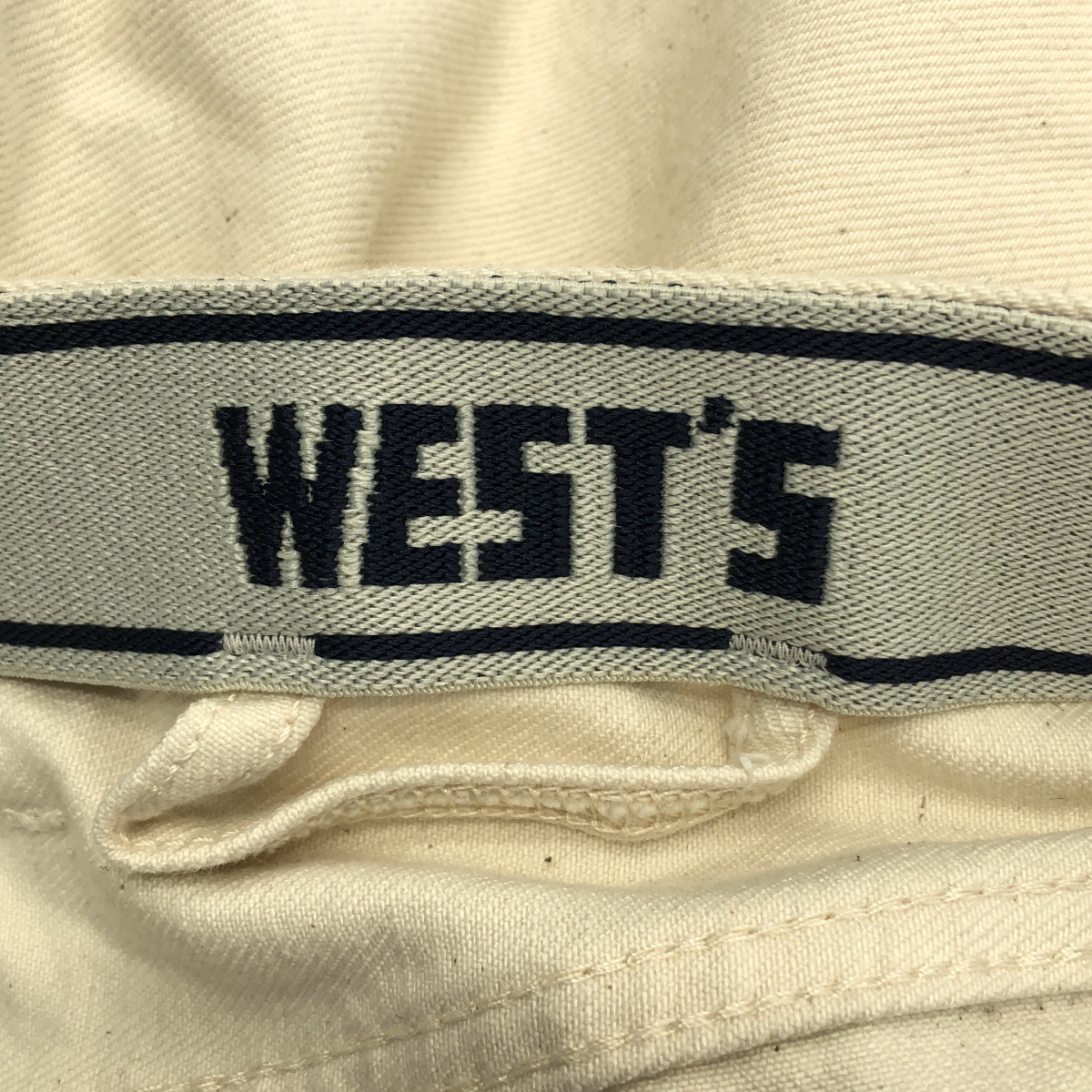 WESTOVERALLS / ウエストオーバーオールズ ロゴ プリント ホワイトデニム パンツ