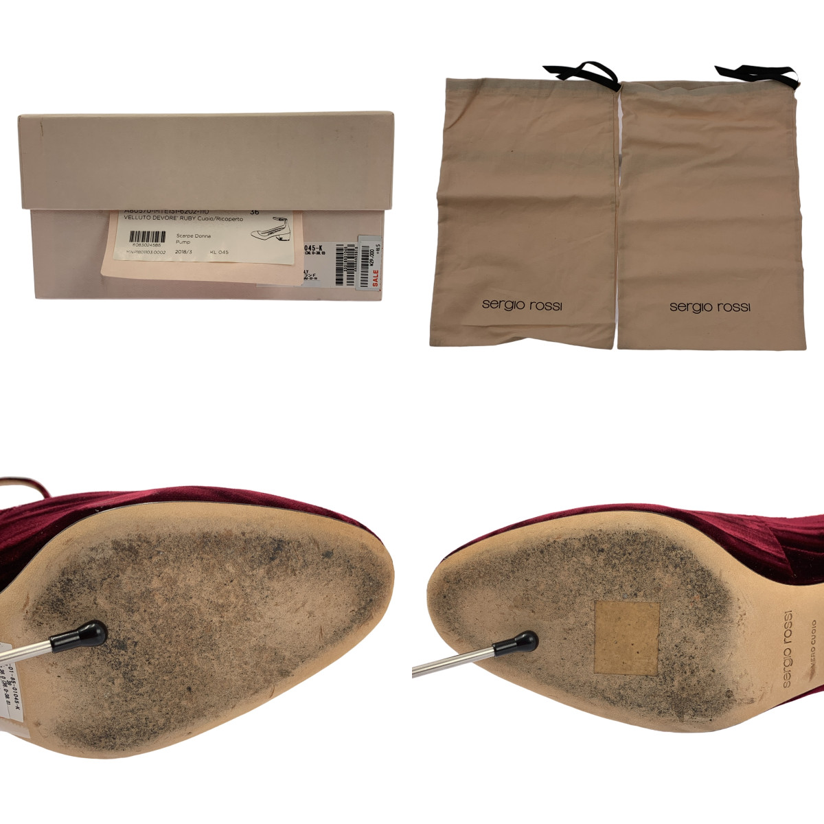 sergio rossi / セルジオロッシ アンクルストラップ ベロア ヒール パンプス