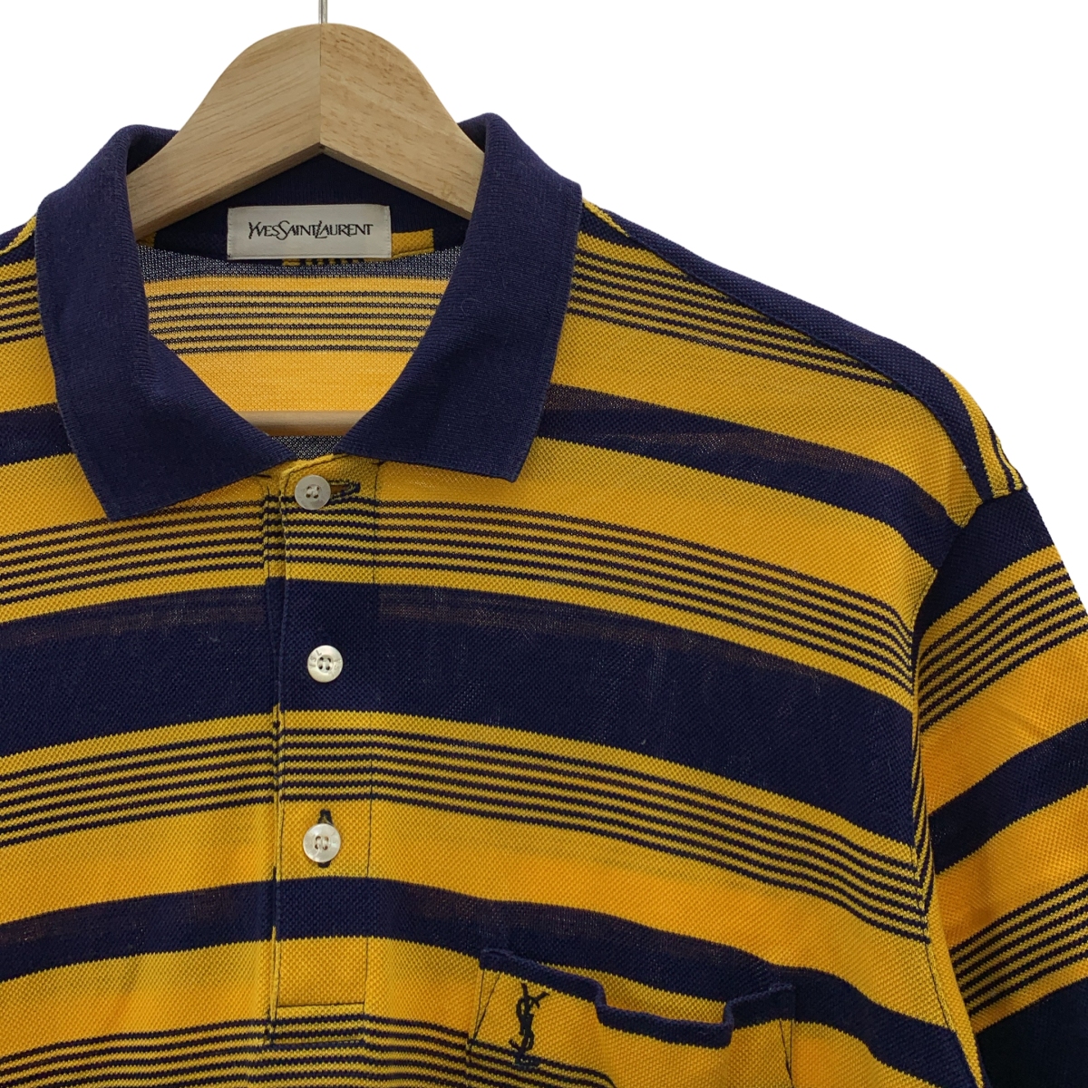 YVES SAINT LAURENT / イヴサンローラン ボーダー ロゴボタン ポロシャツ