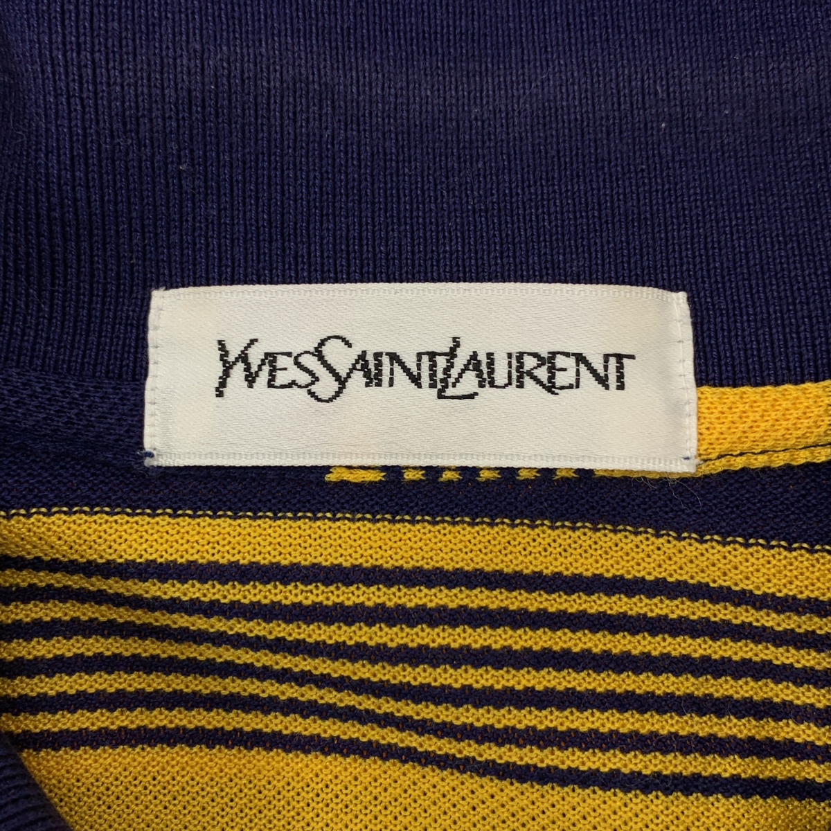 YVES SAINT LAURENT / イヴサンローラン ボーダー ロゴボタン ポロシャツ