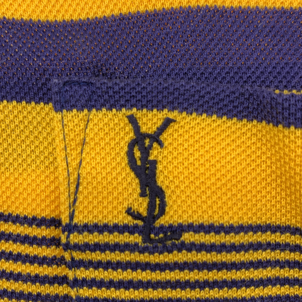 YVES SAINT LAURENT / イヴサンローラン ボーダー ロゴボタン ポロシャツ