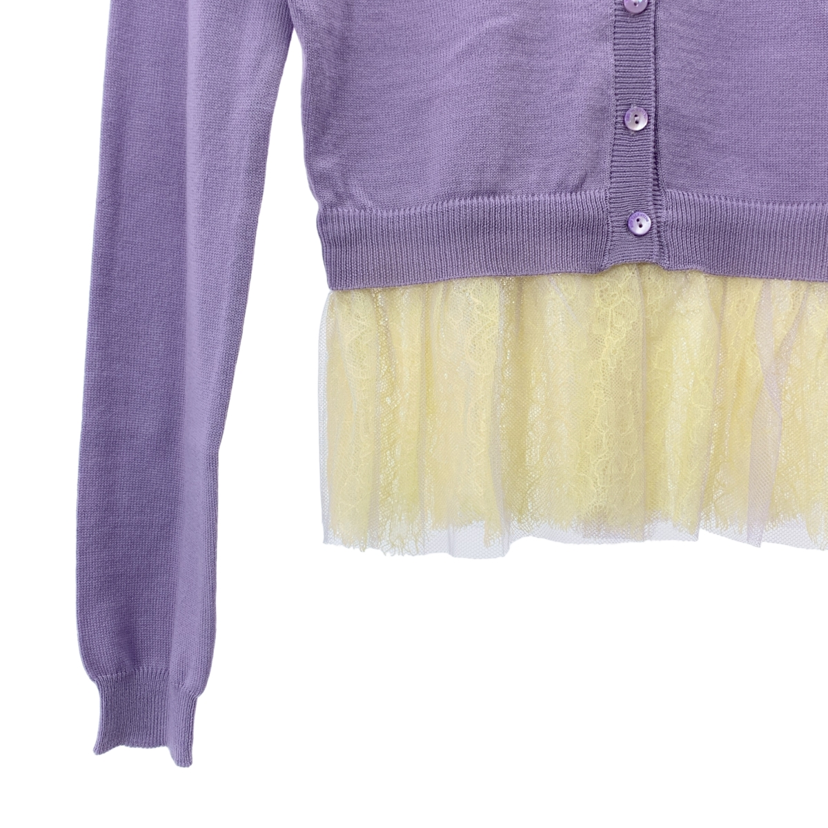 RED VALENTINO / レッドヴァレンティノ ウール レイヤード チュール ドッキング カーディガン