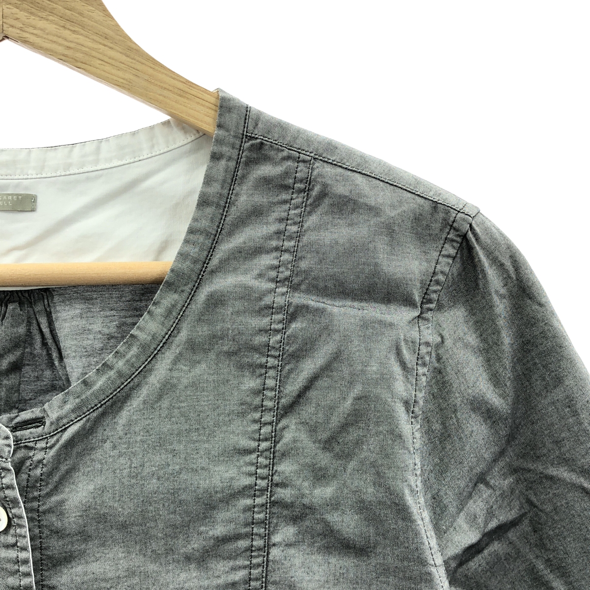 MARGARET HOWELL / マーガレットハウエル ギャザー スリット シャツ ワンピース