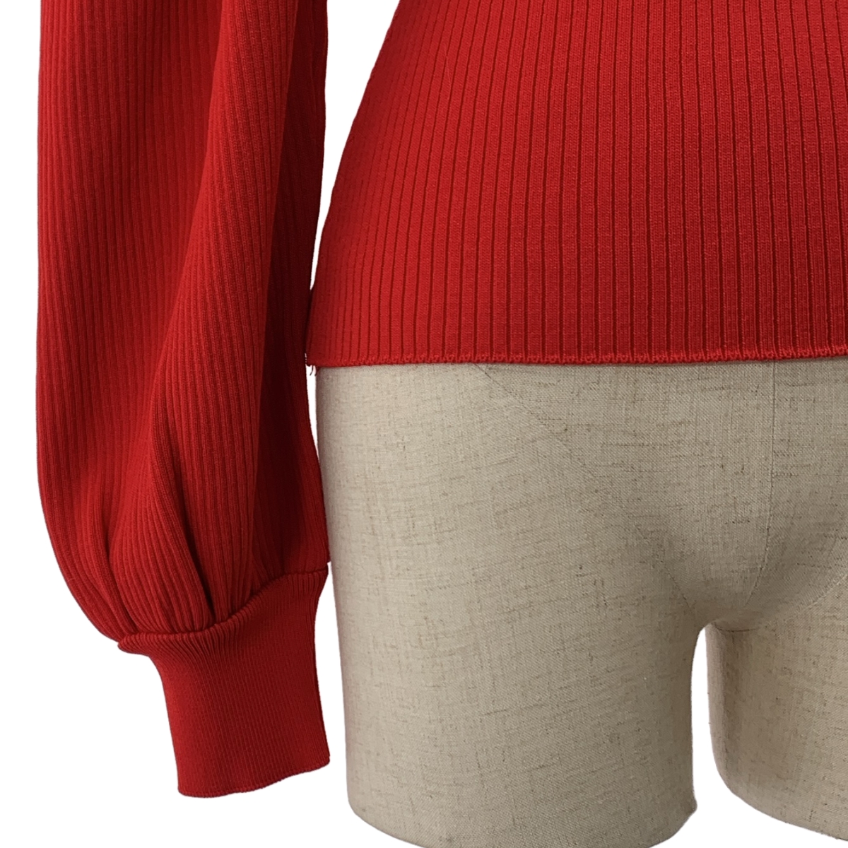 MSGM / エムエスジーエム ハートホール ハイネック パフスリーブ リブニット