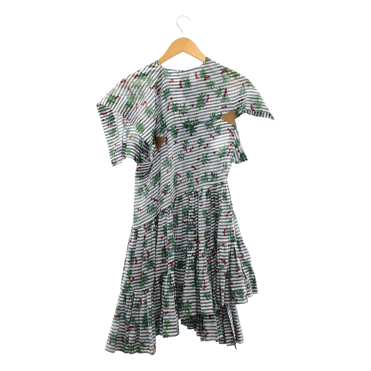 BERNHARD WILLHELM / ベルンハルトウイルヘルム 総柄 アシンメトリー ギャザー ボリューム ワンピース