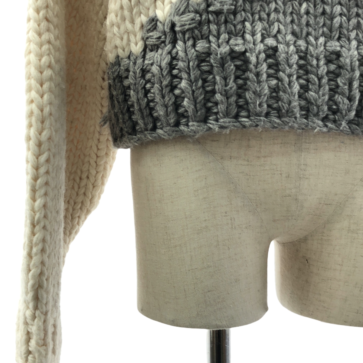 LEINWANDE / ラインヴァンド Snow Slope Intarsia Top / ウール バイカラー オーバー ニット セーター