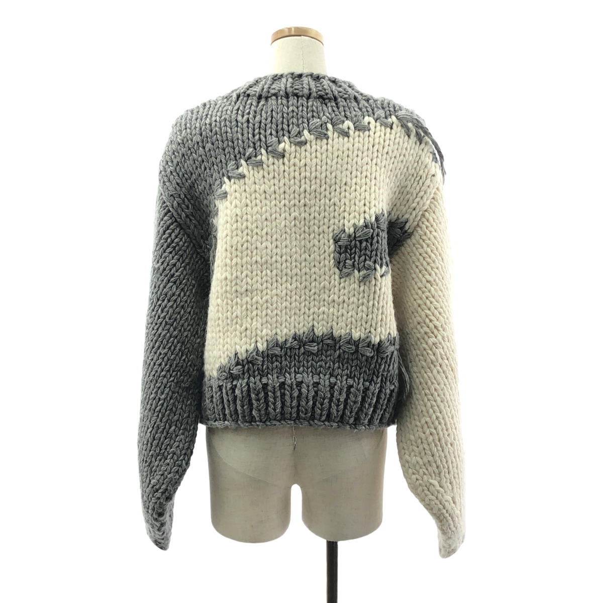 LEINWANDE / ラインヴァンド Snow Slope Intarsia Top / ウール バイカラー オーバー ニット セーター