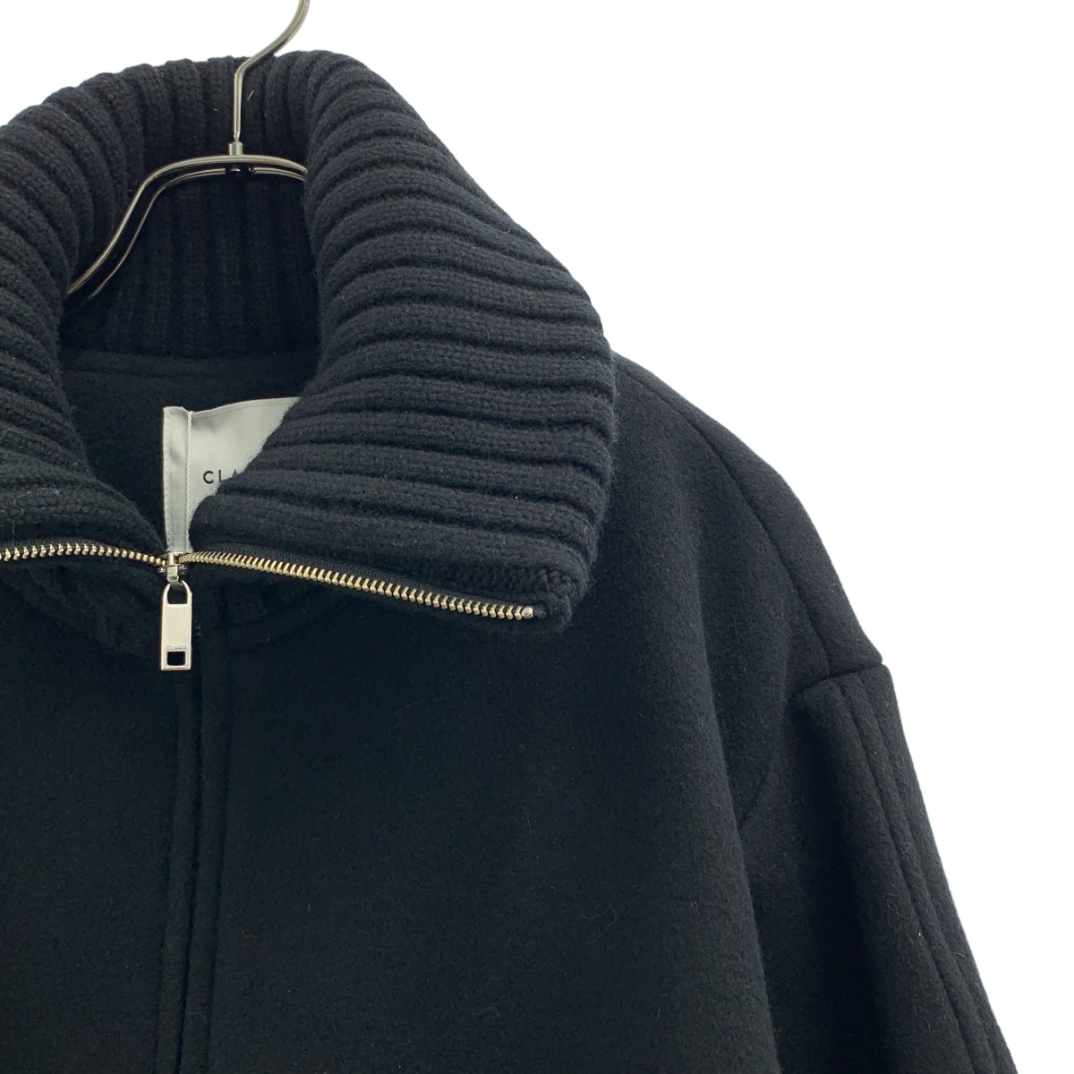 CLANE / クラネ RIB COLLAR WOOL LONG COAT / エリリブニットシングルコート / 総裏地