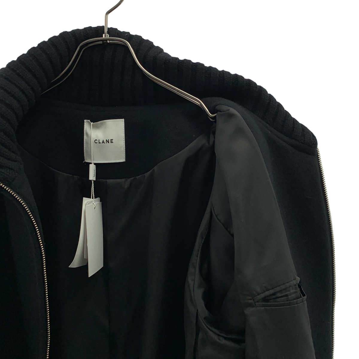 CLANE / クラネ RIB COLLAR WOOL LONG COAT / エリリブニットシングルコート / 総裏地